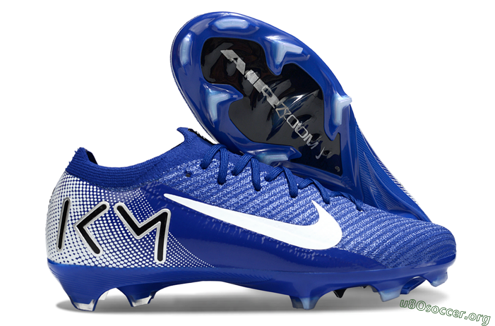 KM x Nike Air Zoom Mercurial Vapor 16 Elite FG Football Boots - Blue/White/Black 2