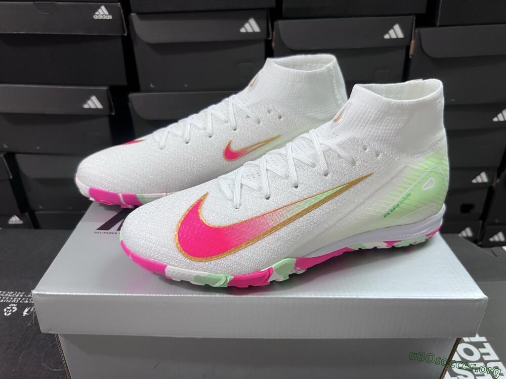 Nike Air Zoom Mercurial Superfly 10 Elite TF Football Shoes - White/Red/Gold