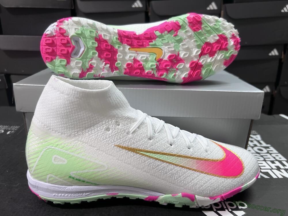 Nike Air Zoom Mercurial Superfly 10 Elite TF Football Shoes - White/Red/Gold