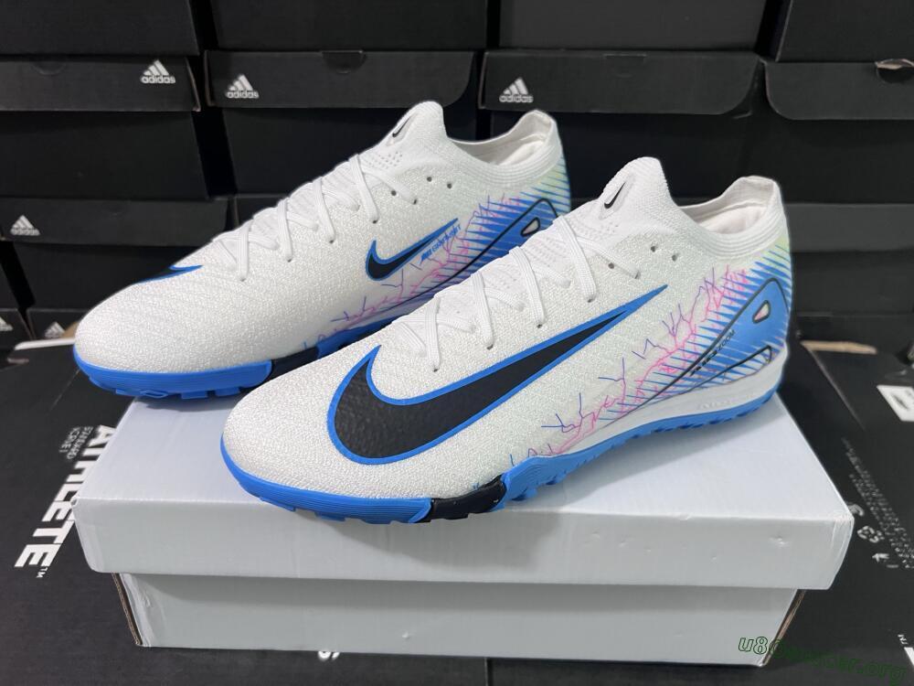 Nike Air Zoom Mercurial Vapor 16 Elite TF Football Shoes - White/Blue/Black