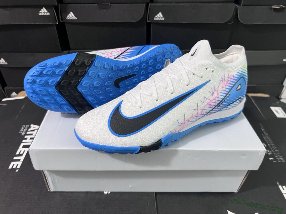 Nike Air Zoom Mercurial Vapor 16 Elite TF Football Shoes - White/Blue/Black
