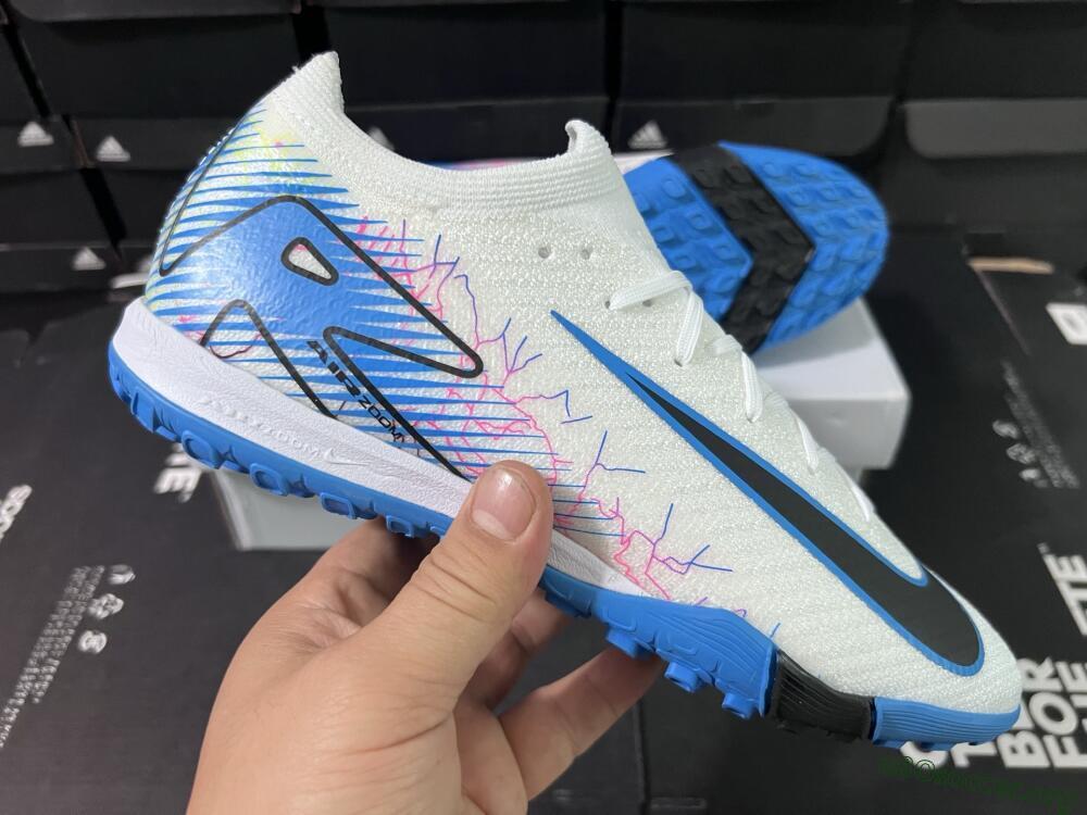 Nike Air Zoom Mercurial Vapor 16 Elite TF Football Shoes - White/Blue/Black