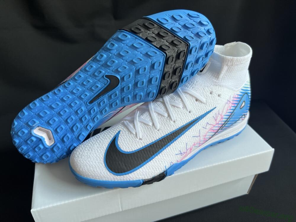 Nike Air Zoom Mercurial Superfly 10 Elite TF Football Shoes - White/Blue/Black