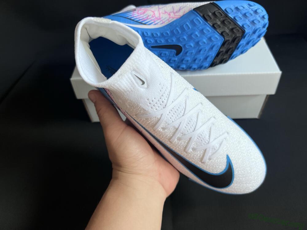 Nike Air Zoom Mercurial Superfly 10 Elite TF Football Shoes - White/Blue/Black