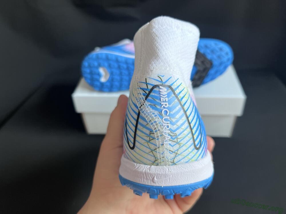 Nike Air Zoom Mercurial Superfly 10 Elite TF Football Shoes - White/Blue/Black