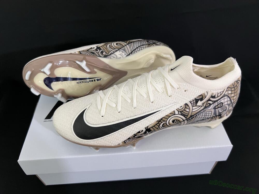 Nike Air Zoom Mercurial Vapor 16 Elite FG Football Boots - Beige/Black/White