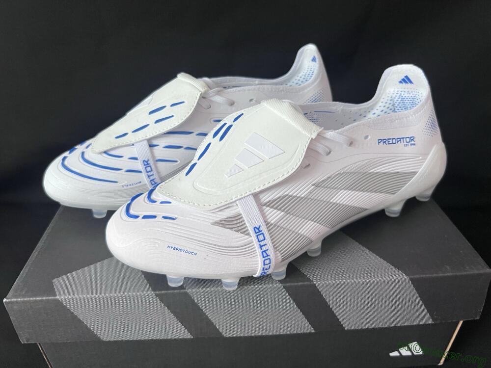 Adidas Predator 25 Foldover Tongue FG Football Boots - White/Silver/Blue