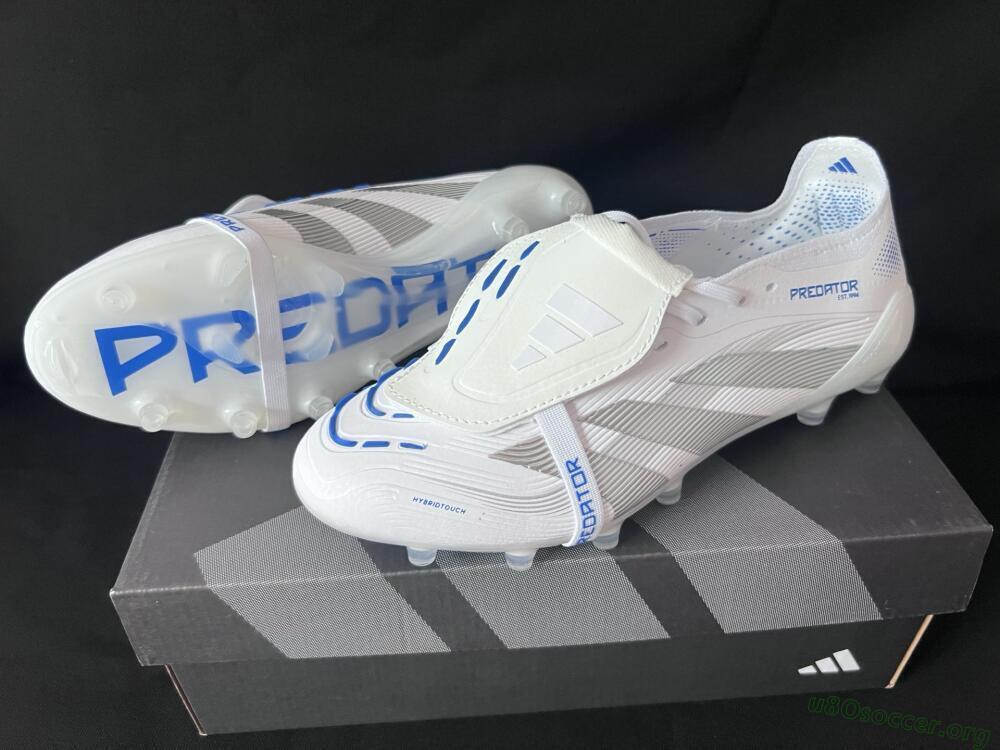 Adidas Predator 25 Foldover Tongue FG Football Boots - White/Silver/Blue