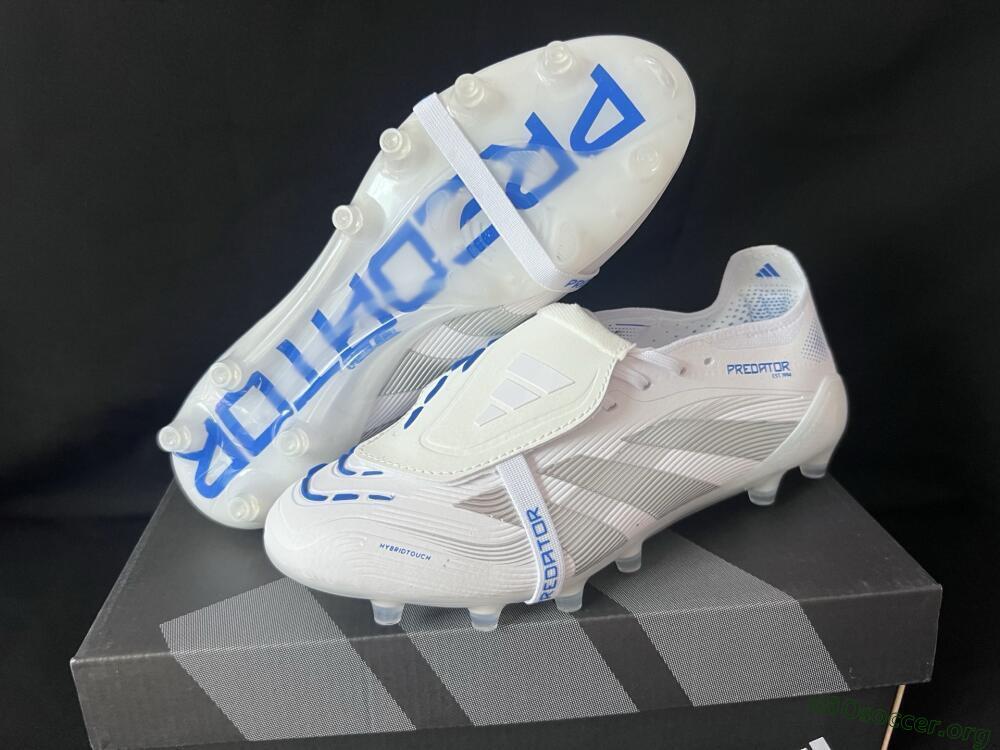 Adidas Predator 25 Foldover Tongue FG Football Boots - White/Silver/Blue