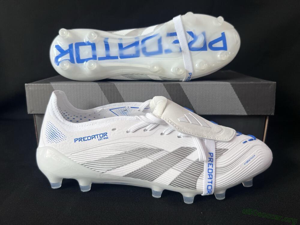 Adidas Predator 25 Foldover Tongue FG Football Boots - White/Silver/Blue