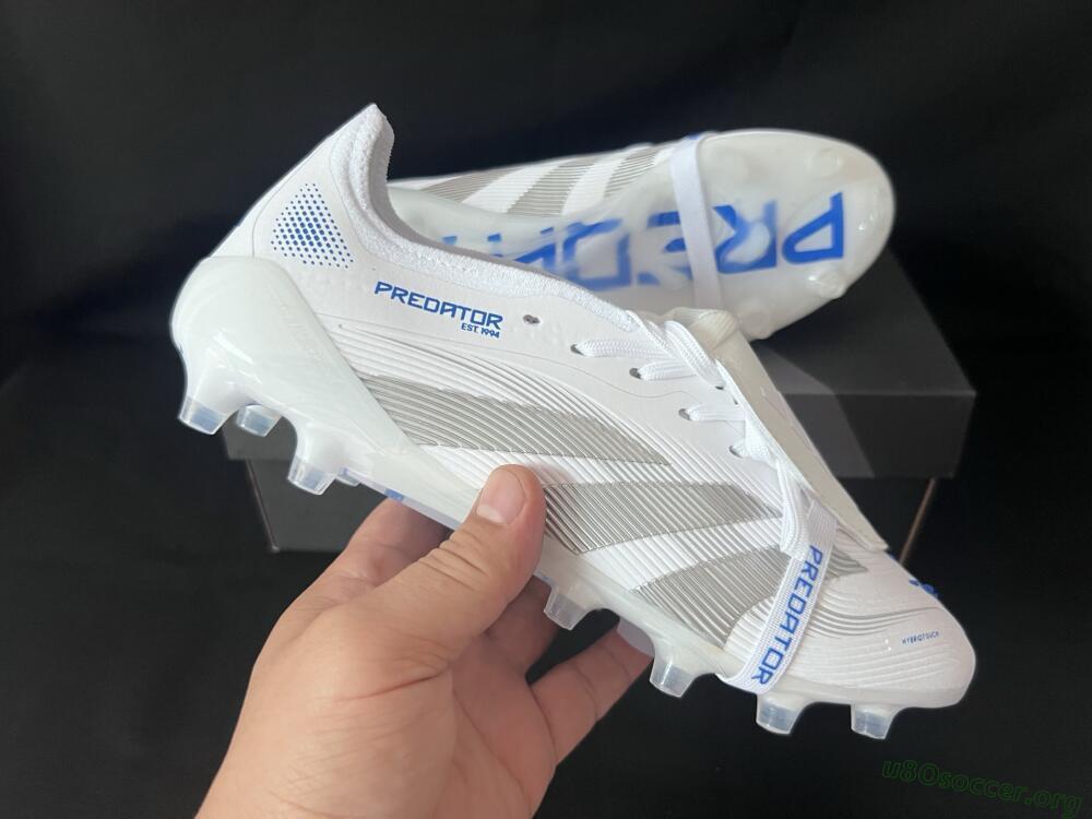 Adidas Predator 25 Foldover Tongue FG Football Boots - White/Silver/Blue