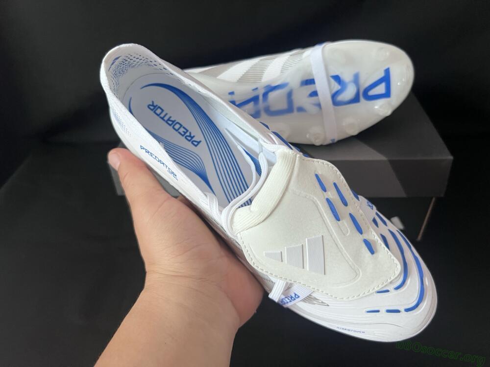 Adidas Predator 25 Foldover Tongue FG Football Boots - White/Silver/Blue