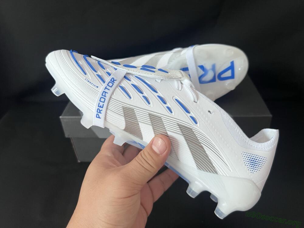 Adidas Predator 25 Foldover Tongue FG Football Boots - White/Silver/Blue