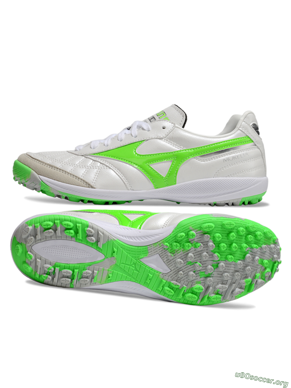 Mizuno Morelia Neo 4 TF Football Shoes - White/Yellow/Grey 1