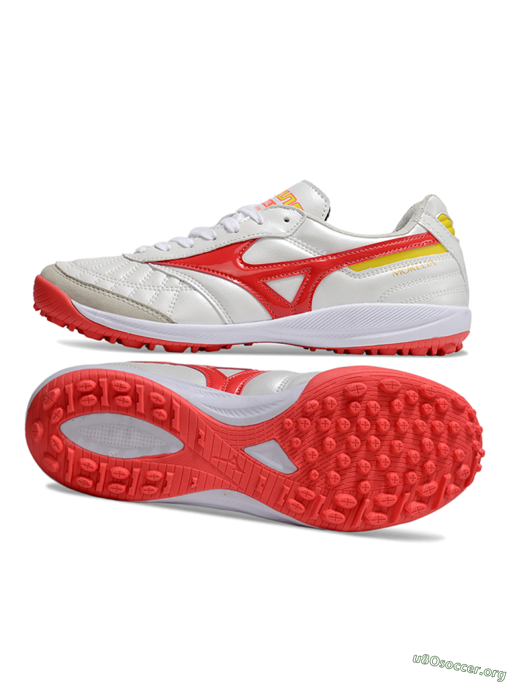 Mizuno Morelia Neo 4 TF Football Shoes - White/Red/Yellow 1