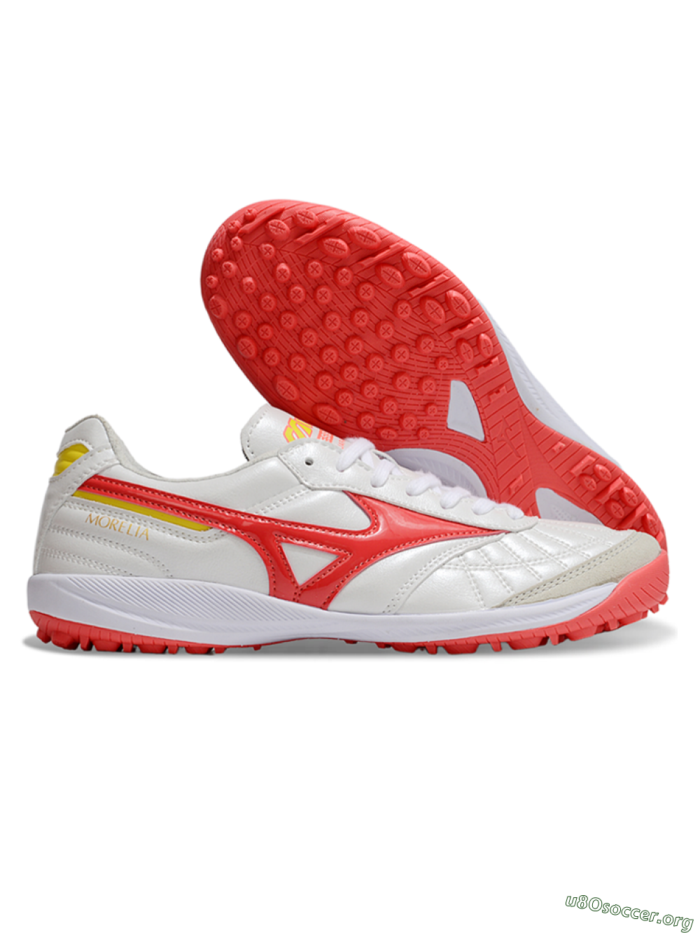 Mizuno Morelia Neo 4 TF Football Shoes - White/Red/Yellow 2
