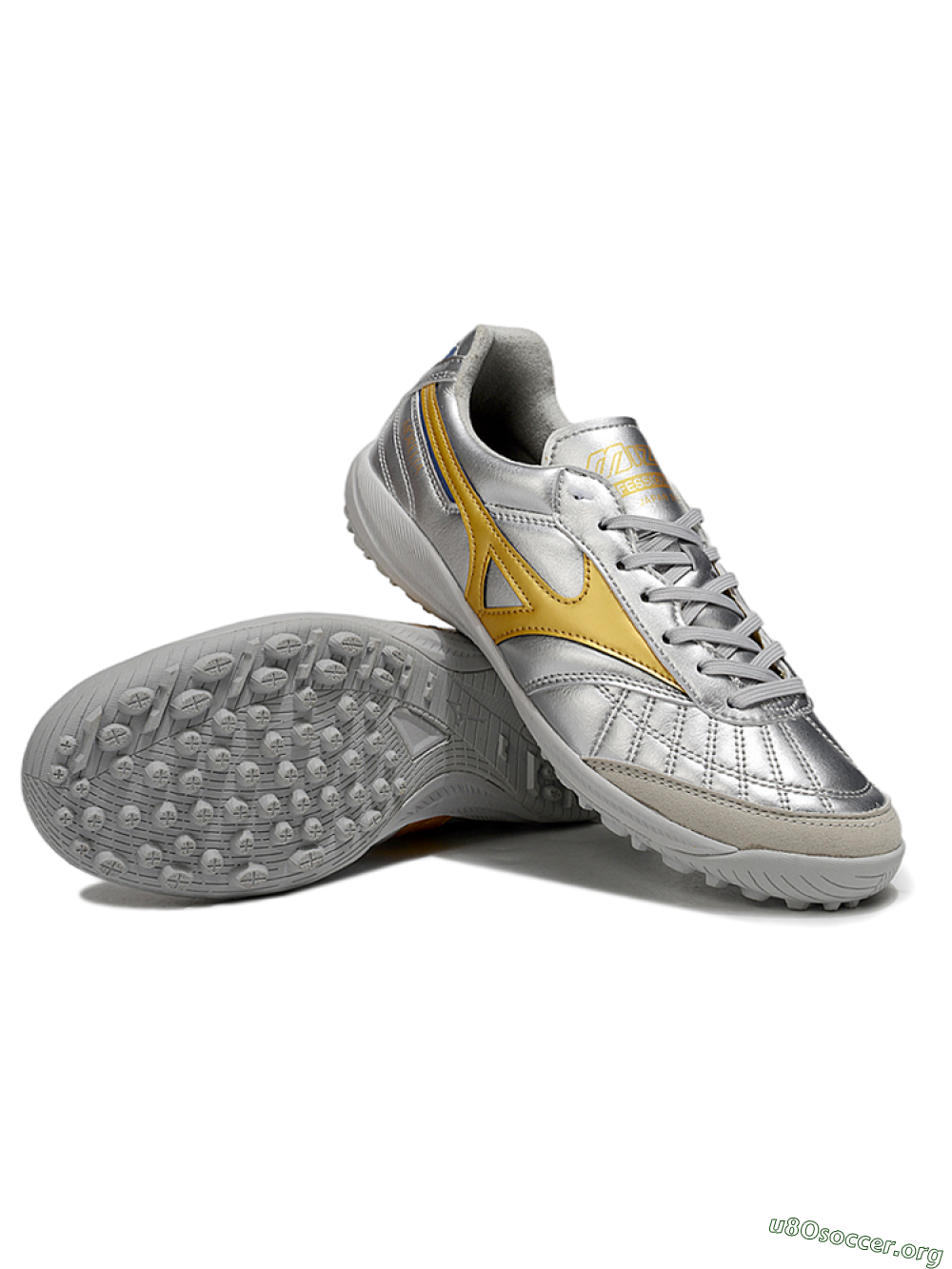 Mizuno Morelia Neo 4 TF Football Shoes - Silver/Grey/Gold 0