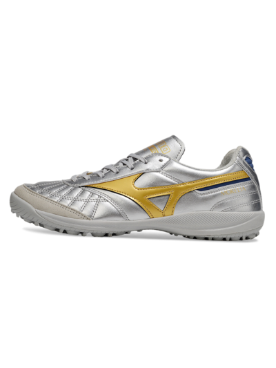 Mizuno Morelia Neo 4 TF Football Shoes - Silver/Grey/Gold