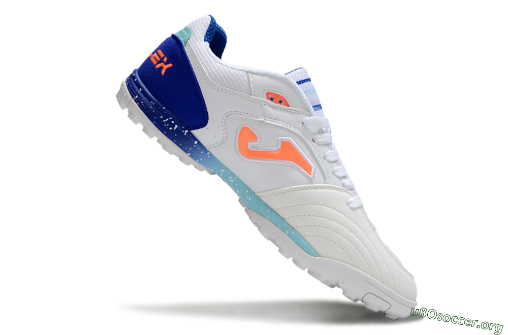 Joma Top Flex TF Football Shoes - White/Jade/Blue 4