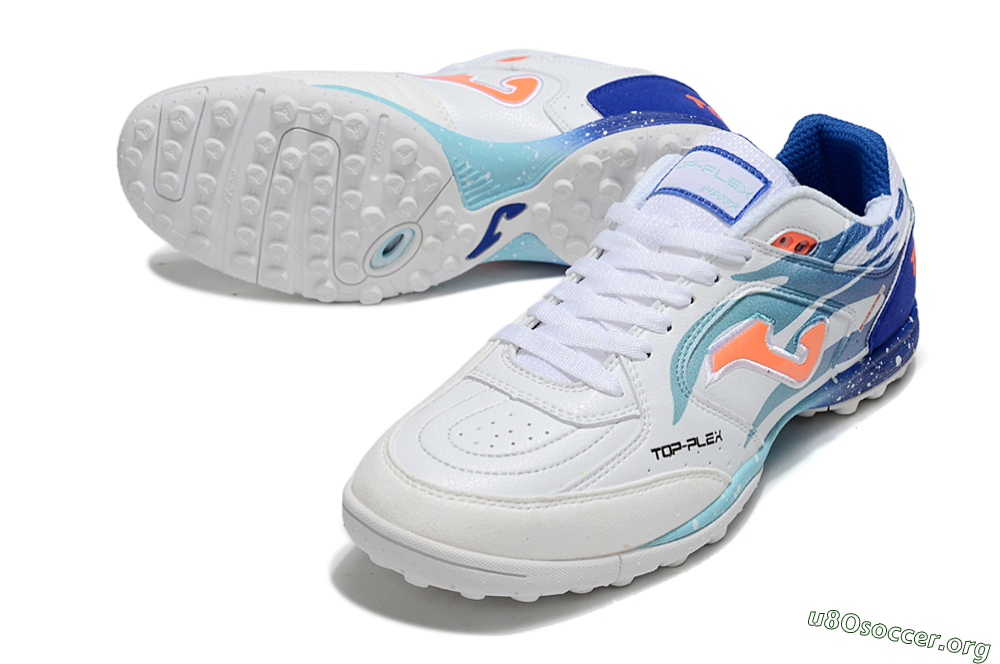 Joma Top Flex TF Football Shoes - White/Jade/Blue 0