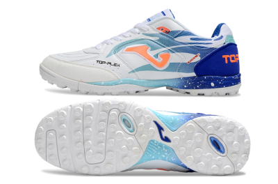Joma Top Flex TF Football Shoes - White/Jade/Blue