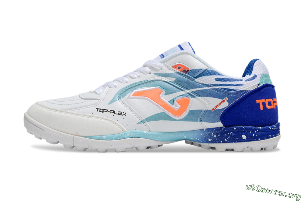 Joma Top Flex TF Football Shoes - White/Jade/Blue 3