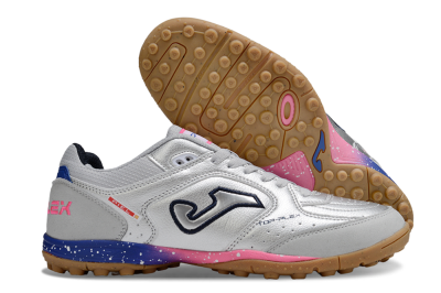Joma Top Flex TF Football Shoes - Silver/Pink/Blue