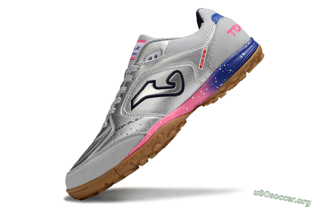 Joma Top Flex TF Football Shoes - Silver/Pink/Blue 5