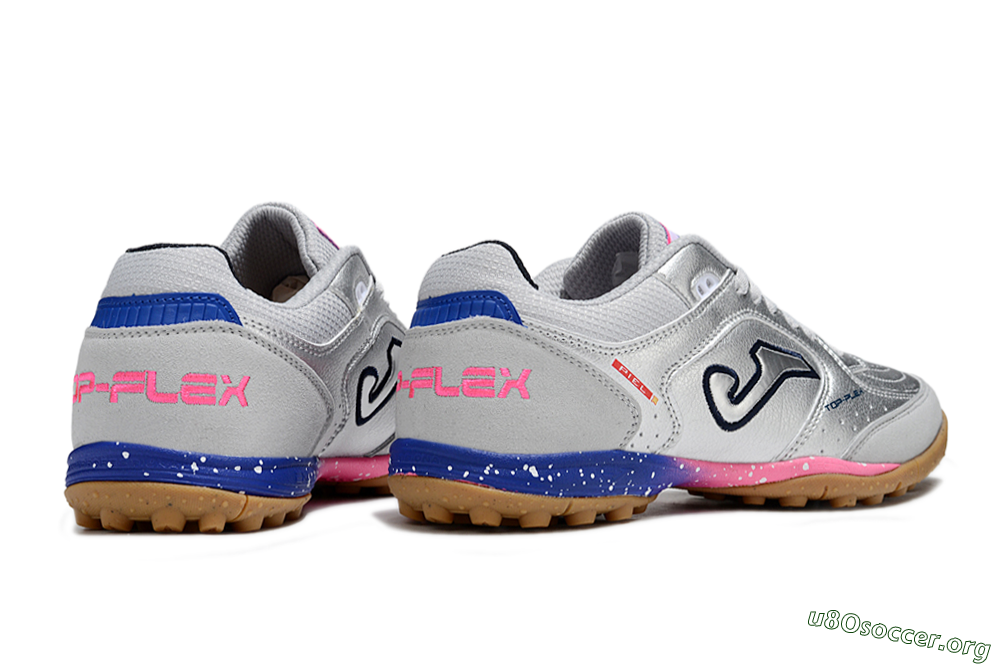 Joma Top Flex TF Football Shoes - Silver/Pink/Blue 6