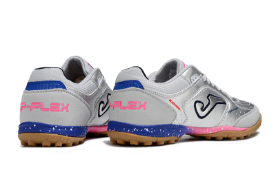 Joma Top Flex TF Football Shoes - Silver/Pink/Blue