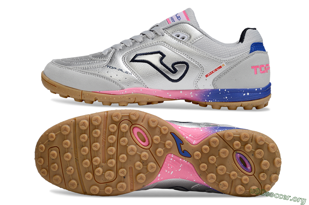 Joma Top Flex TF Football Shoes - Silver/Pink/Blue 1