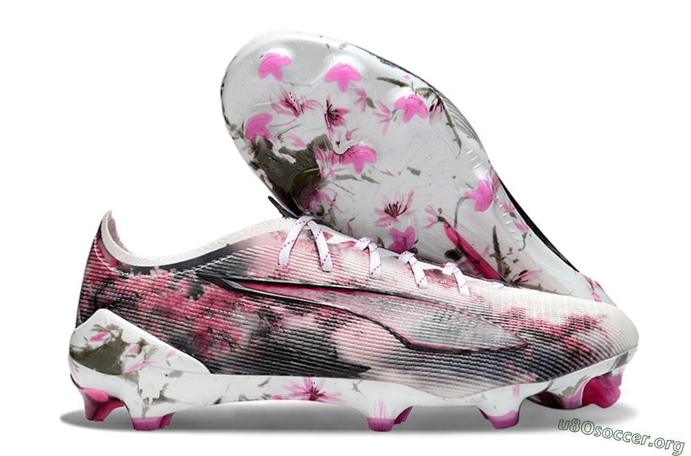 Puma Ultra 5 Ultimate FG Football Boots - White/Black/Pink 2