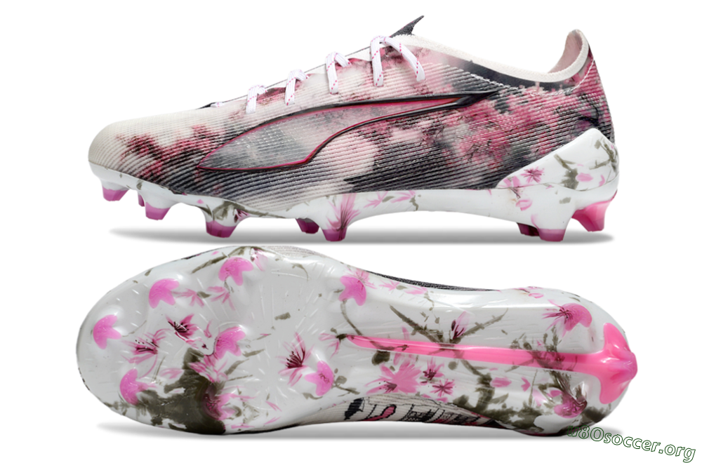 Puma Ultra 5 Ultimate FG Football Boots - White/Black/Pink 1