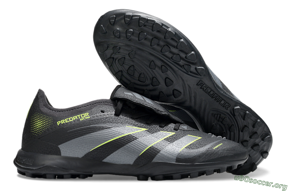 Adidas Predator 25 Elite Foldover Tongue TF Football Shoes - Black/Grey/Yellow 2