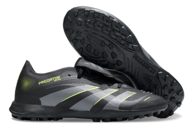 Adidas Predator 25 Elite Foldover Tongue TF Football Shoes - Black/Grey/Yellow