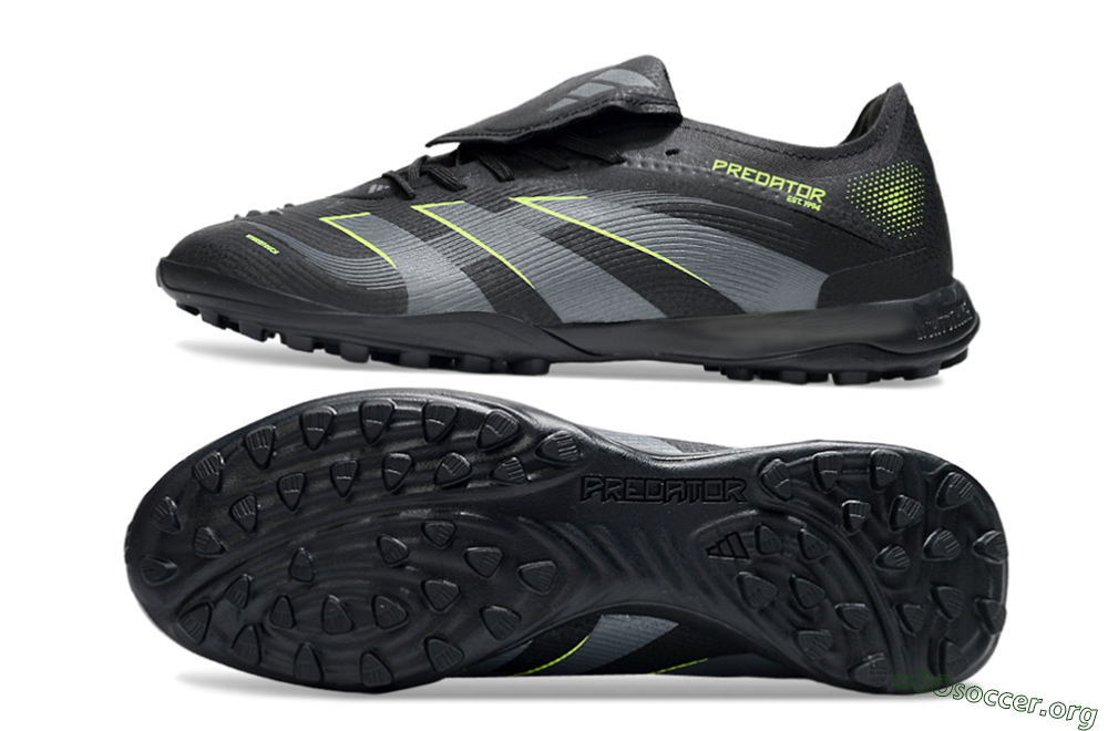 Adidas Predator 25 Elite Foldover Tongue TF Football Shoes - Black/Grey/Yellow 1