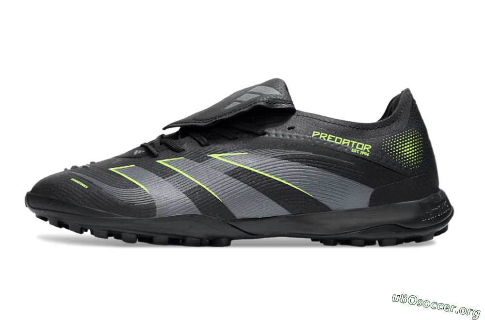 Adidas Predator 25 Elite Foldover Tongue TF Football Shoes - Black/Grey/Yellow 3