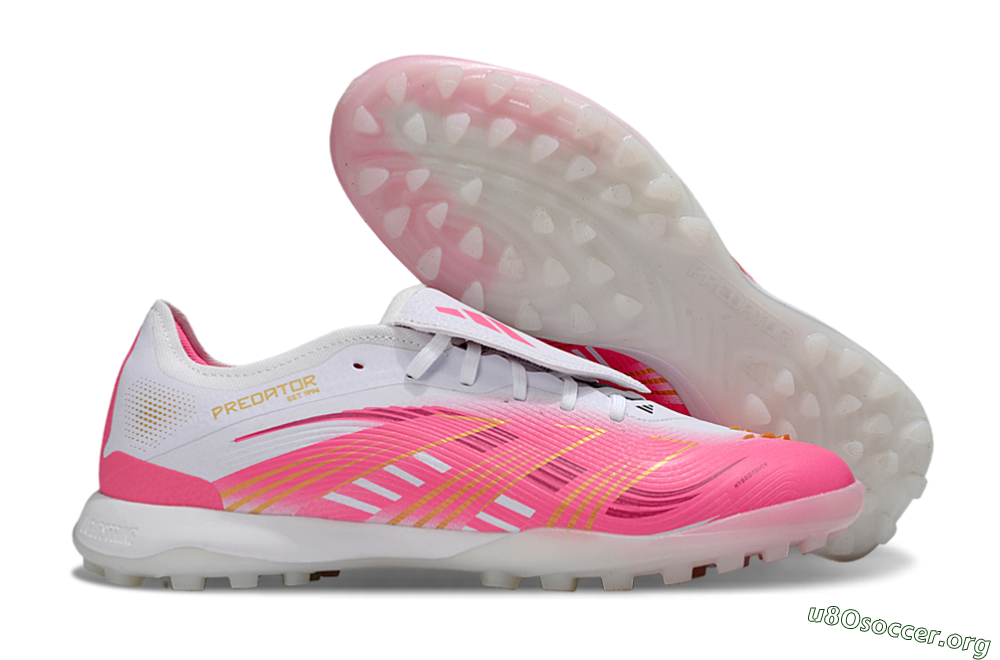 Adidas Predator 25 Elite Foldover Tongue TF Football Shoes - Pink/White/Gold 2