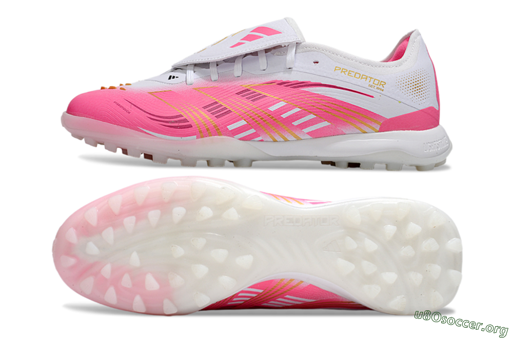 Adidas Predator 25 Elite Foldover Tongue TF Football Shoes - Pink/White/Gold 1