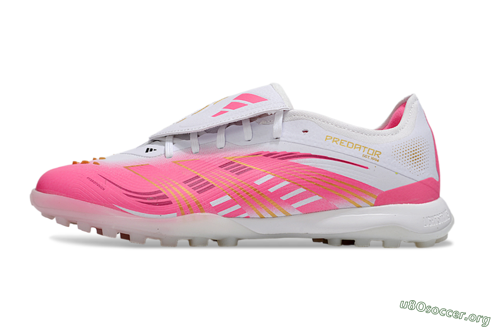 Adidas Predator 25 Elite Foldover Tongue TF Football Shoes - Pink/White/Gold 3