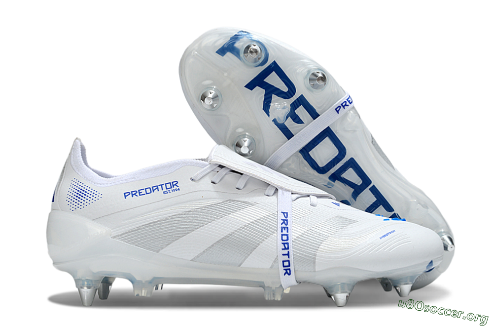 Adidas Predator 25 Elite Foldover Tongue SG Football Boots - Beige/White/Blue 2