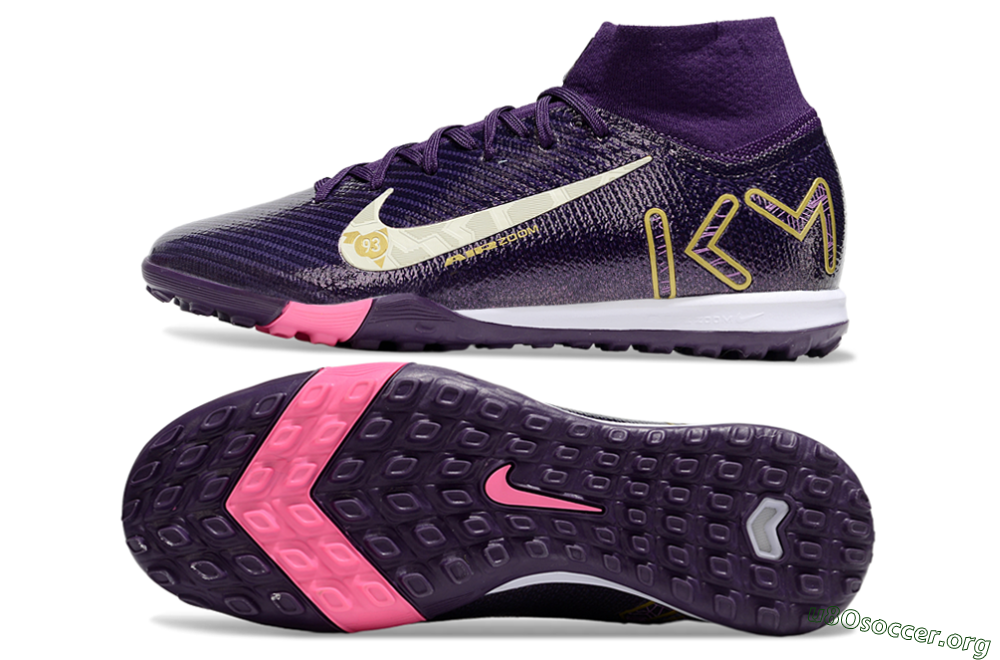 Nike Air Zoom Mercurial Superfly 10 Elite TF Football Shoes - Purple/White/Gold 1