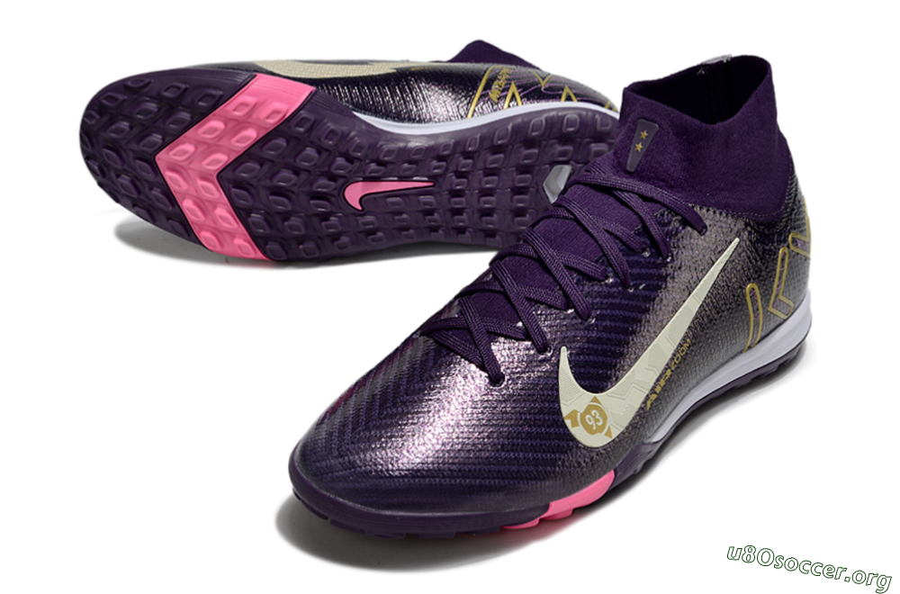 Nike Air Zoom Mercurial Superfly 10 Elite TF Football Shoes - Purple/White/Gold 0