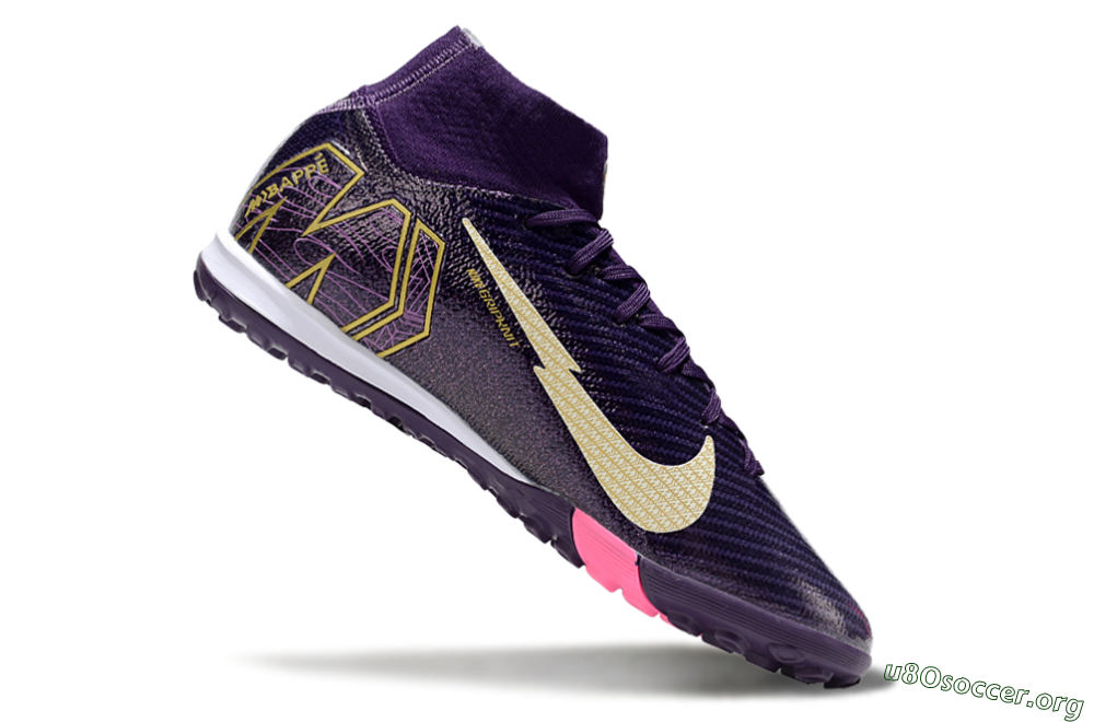 Nike Air Zoom Mercurial Superfly 10 Elite TF Football Shoes - Purple/White/Gold 4