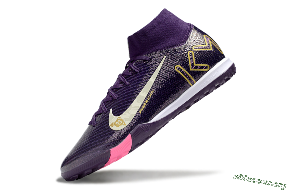 Nike Air Zoom Mercurial Superfly 10 Elite TF Football Shoes - Purple/White/Gold 5
