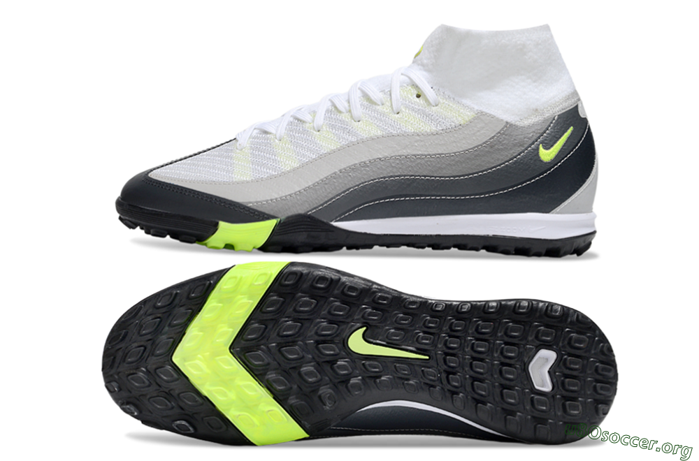 Nike Air Zoom Mercurial Superfly 10 Elite TF Football Shoes - White/Grey/Yellow 1