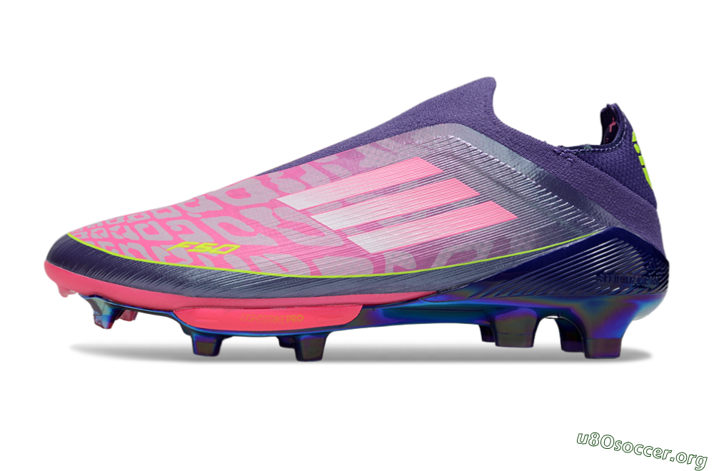 Adidas F50+ Elite Lightstrike Pro Laceless FG Football Boots - Pink/Purple/Yellow 3