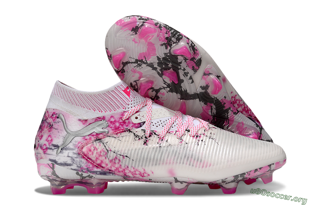 Puma Future 8 Ultimate FG Football Boots - White/Pink/Silver 2