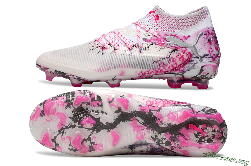 Puma Future 8 Ultimate FG Football Boots - White/Pink/Silver 1