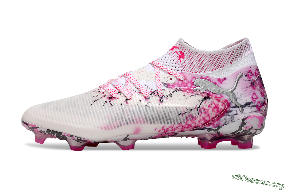 Puma Future 8 Ultimate FG Football Boots - White/Pink/Silver 3